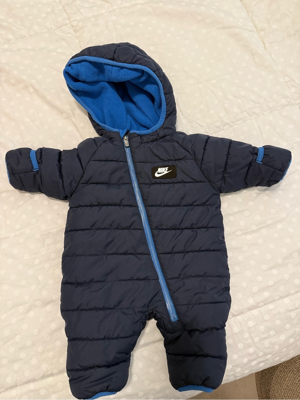 Nike Navy and Bright Blue Infant Puffer One-Piece